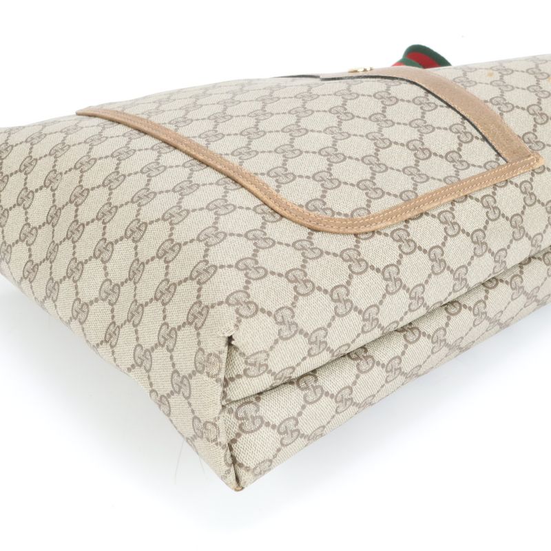 Vintage Old Gucci GG Supreme Sherry Leather Tote Bag Shoulder 39 02 A4 Women's