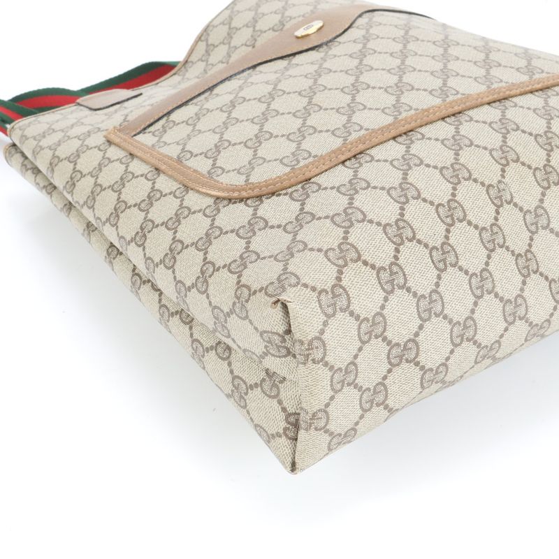 Vintage Old Gucci GG Supreme Sherry Leather Tote Bag Shoulder 39 02 A4 Women's