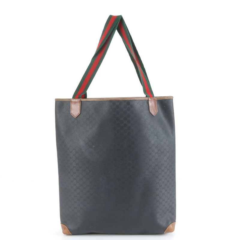 Old Gucci Micro GG Sherry Line 002 983 Leather Tote Bag Shoulder Brown A4 Men's