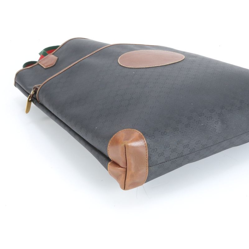 Old Gucci Micro GG Sherry Line 002 983 Leather Tote Bag Shoulder Brown A4 Men's