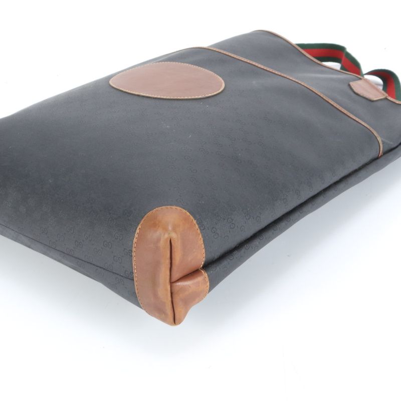 Old Gucci Micro GG Sherry Line 002 983 Leather Tote Bag Shoulder Brown A4 Men's