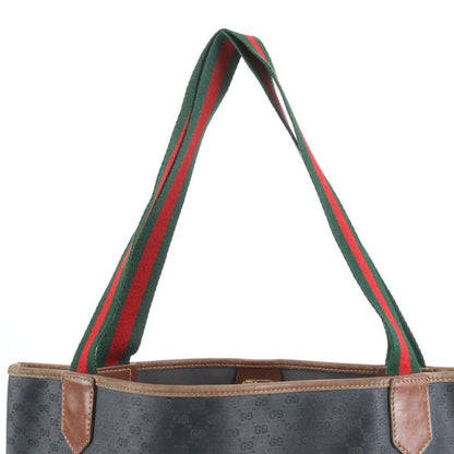 Old Gucci Micro GG Sherry Line 002 983 Leather Tote Bag Shoulder Brown A4 Men's