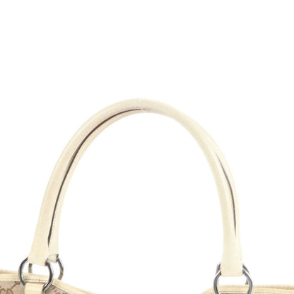 Gucci GG Canvas Leather Tote Bag Shoulder Hand 113015 Beige Silver Hardware