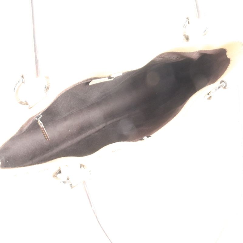 Gucci GG Canvas Leather Tote Bag Shoulder Hand 113015 Beige Silver Hardware