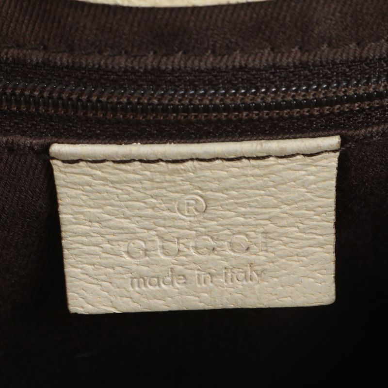 Gucci GG Canvas Leather Tote Bag Shoulder Hand 113015 Beige Silver Hardware