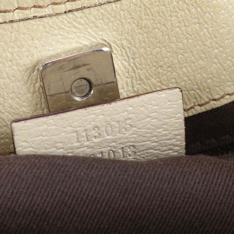 Gucci GG Canvas Leather Tote Bag Shoulder Hand 113015 Beige Silver Hardware