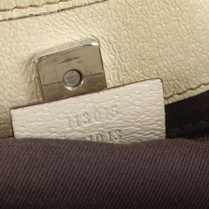 Gucci GG Canvas Leather Tote Bag Shoulder Hand 113015 Beige Silver Hardware