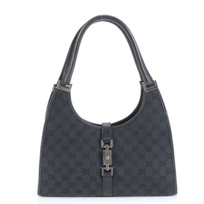 Gucci With Control Card GG Canvas Jackie Leather Tote Bag Hand 002 1067 Black