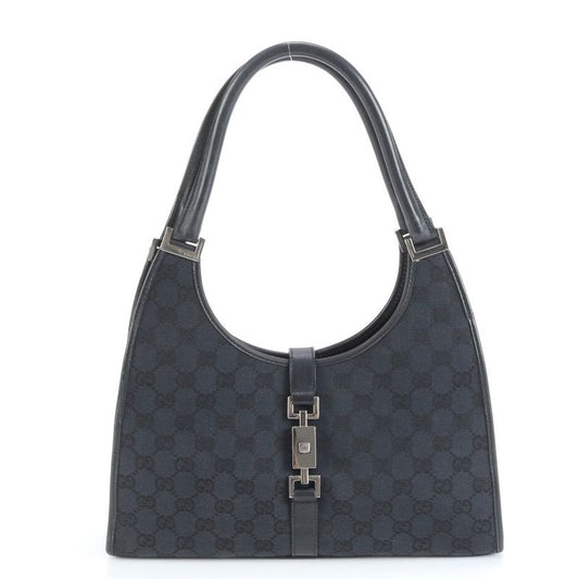 Gucci With Control Card GG Canvas Jackie Leather Tote Bag Hand 002 1067 Black