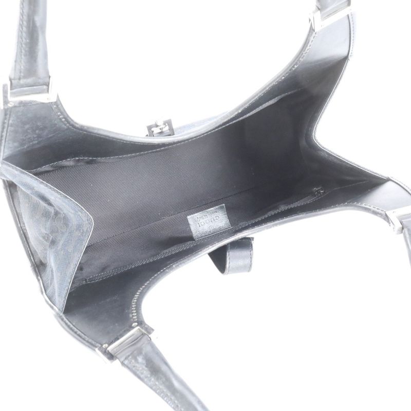 Gucci With Control Card GG Canvas Jackie Leather Tote Bag Hand 002 1067 Black