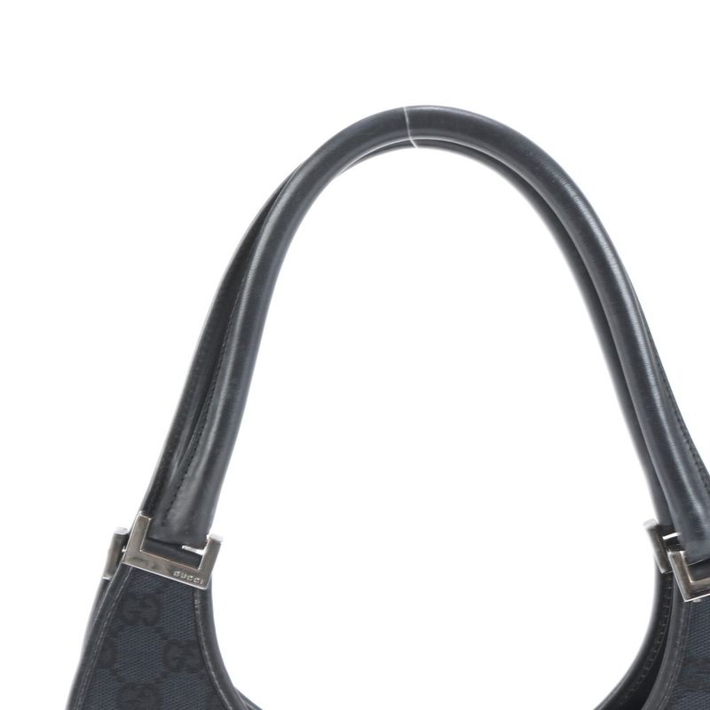 Gucci With Control Card GG Canvas Jackie Leather Tote Bag Hand 002 1067 Black