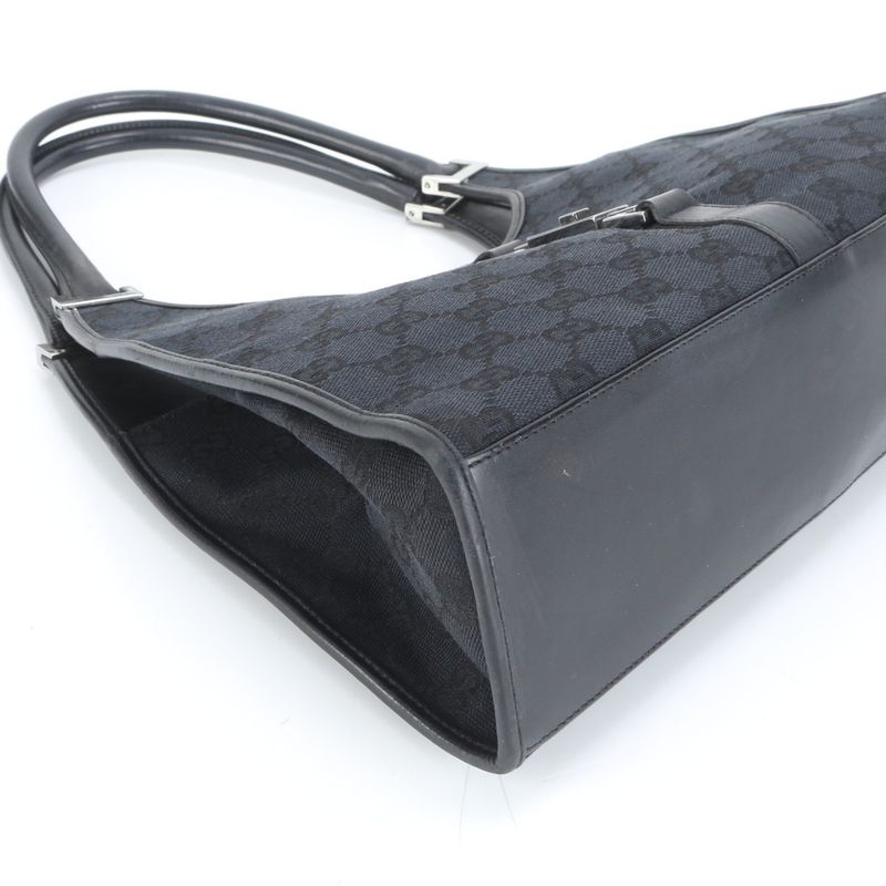 Gucci With Control Card GG Canvas Jackie Leather Tote Bag Hand 002 1067 Black