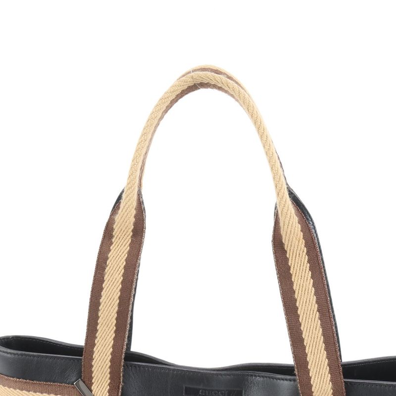 Gucci 002 1135 Leather Tote Bag Shoulder Hand Black Women's RCE Db46-5