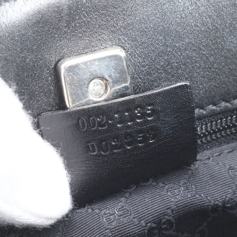 Gucci 002 1135 Leather Tote Bag Shoulder Hand Black Women's RCE Db46-5