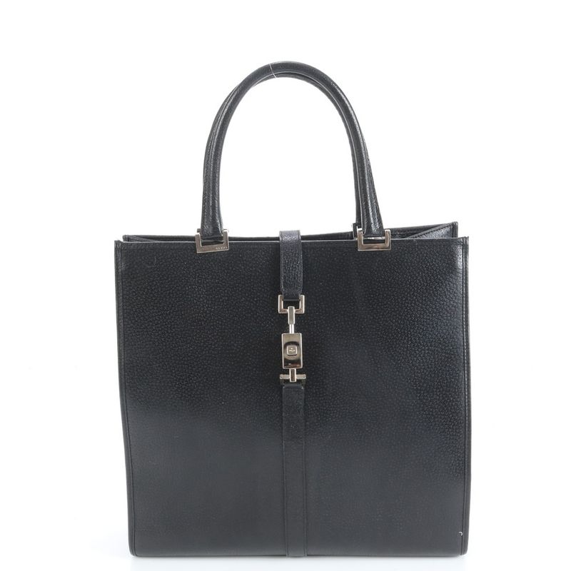 Gucci Jackie Leather Tote Bag 002 1064 Hand Black Silver Hardware A4 Women's