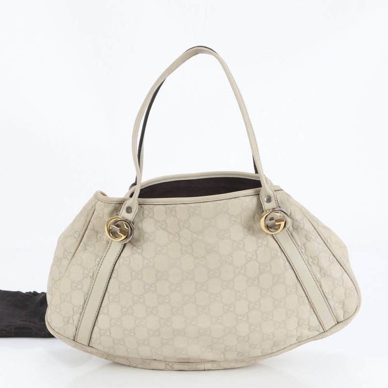 Guccissima GG Twins Leather Tote Bag Shoulder 232963 Beige Women's EUE Db39-2