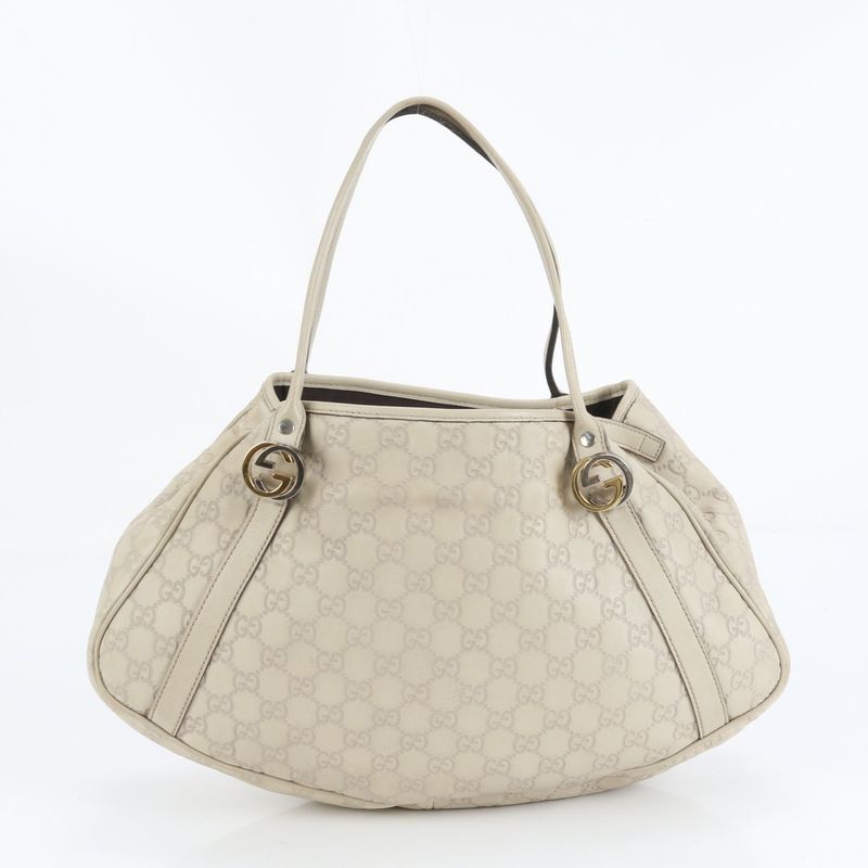 Guccissima GG Twins Leather Tote Bag Shoulder 232963 Beige Women's EUE Db39-2