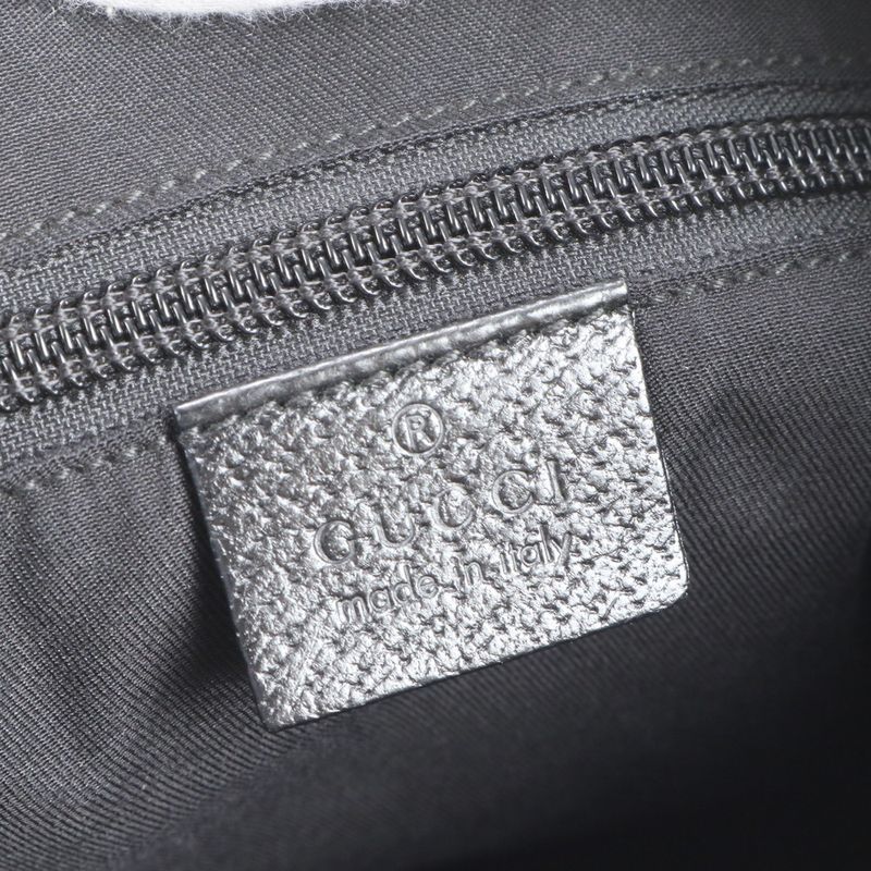 Gucci GG Canvas Leather Shoulder Bag Crossbody Messenger 131211 Black Silver