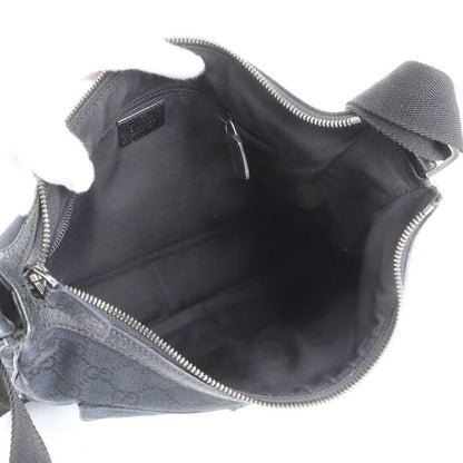 Gucci GG Canvas Leather Shoulder Bag Crossbody Messenger 131211 Black Silver