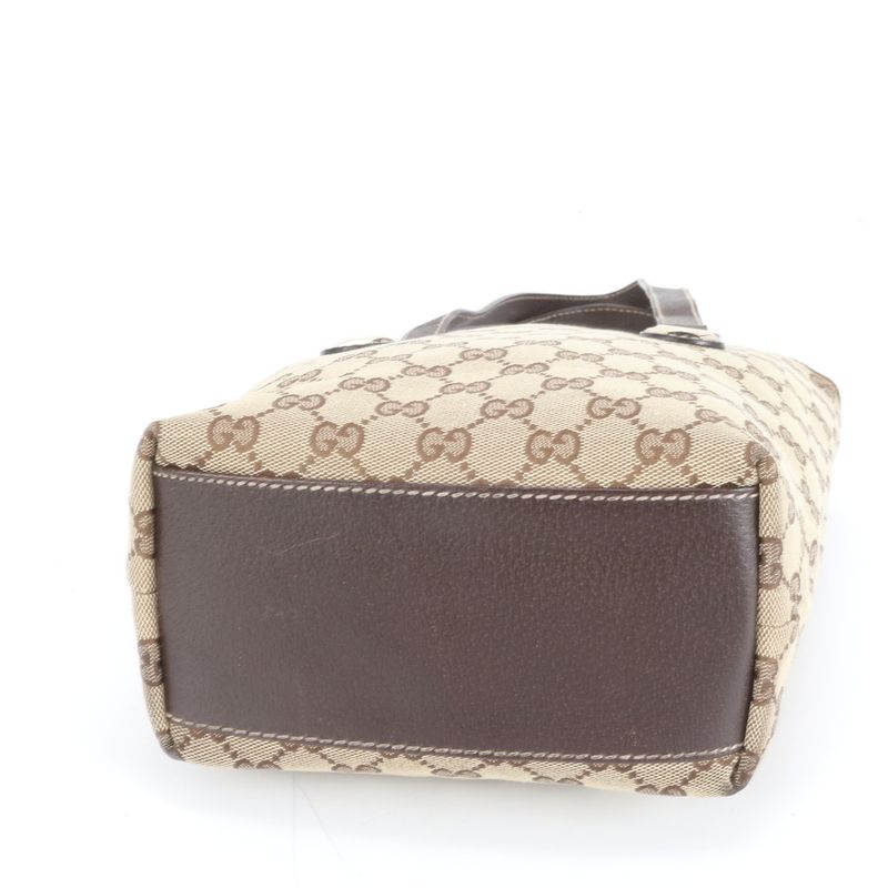 Gucci GG Canvas Leather Tote Bag Shoulder 153361 Gold Hardware Brown Women's