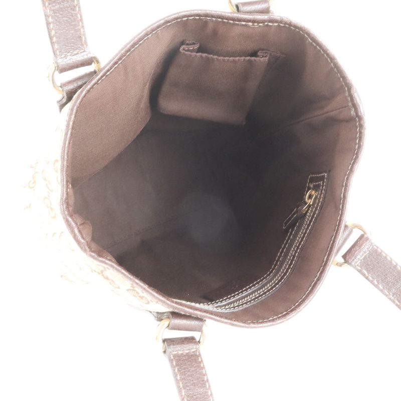 Gucci GG Canvas Leather Tote Bag Shoulder 153361 Gold Hardware Brown Women's
