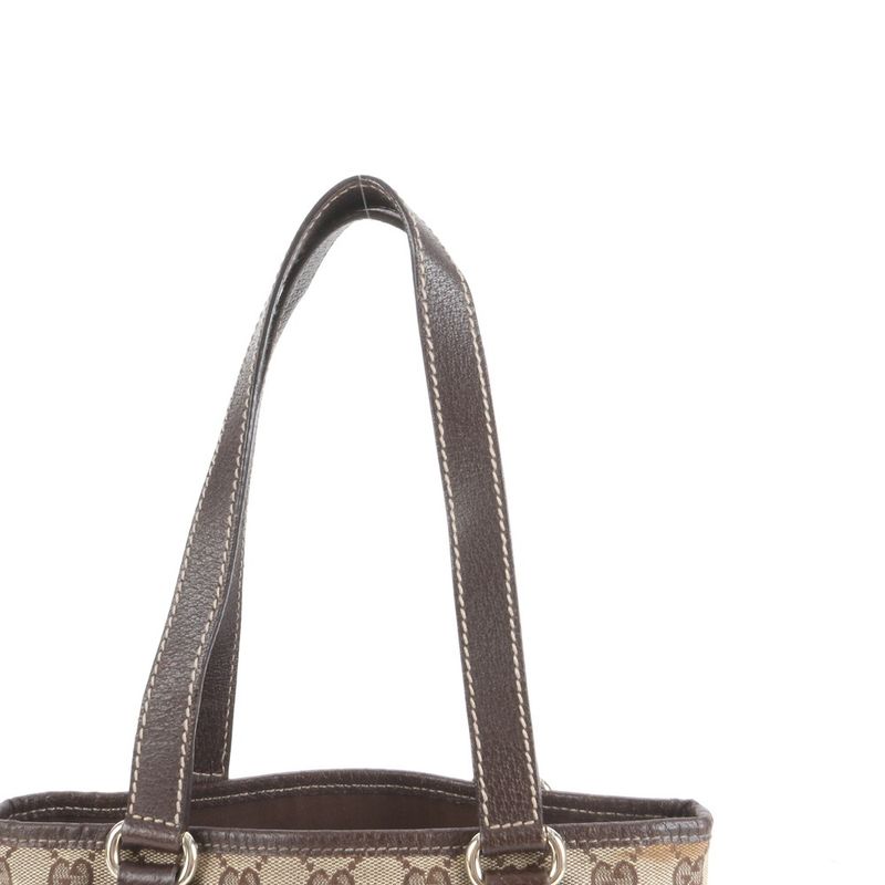 Gucci GG Canvas Leather Tote Bag Shoulder 153361 Gold Hardware Brown Women's