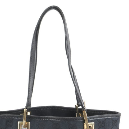 Gucci GG Canvas Leather Tote Bag Shoulder 002 1099 Black Gold Hardware Women's