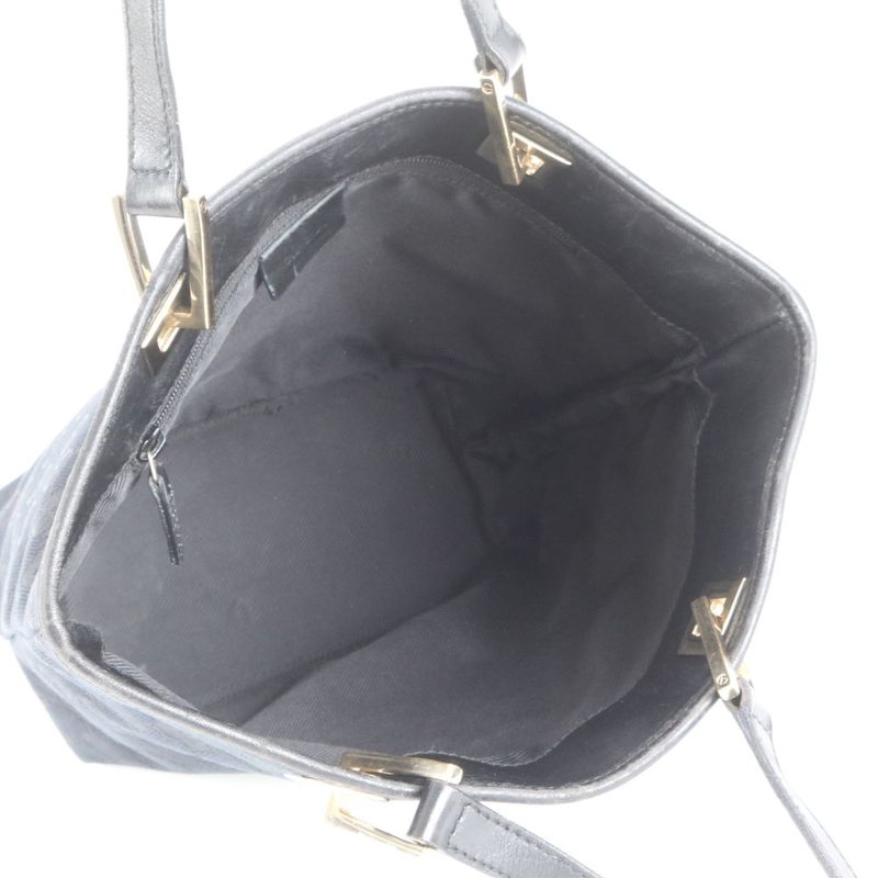 Gucci GG Canvas Leather Tote Bag Shoulder 002 1099 Black Gold Hardware Women's