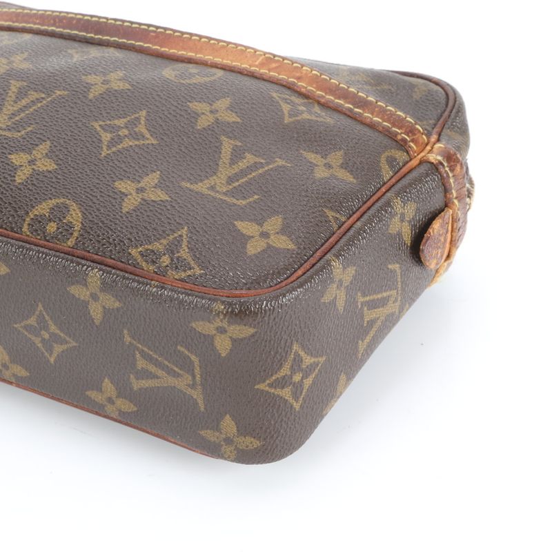 No Solid Louis Vuitton Monogram Compiegne 23 M51847 Leather Second Bag Clutch