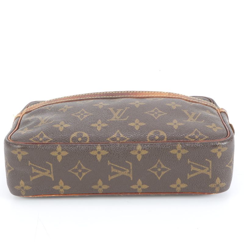 No Solid Louis Vuitton Monogram Compiegne 23 M51847 Leather Second Bag Clutch