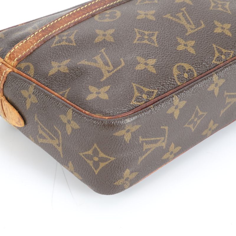 No Solid Louis Vuitton Monogram Compiegne 23 M51847 Leather Second Bag Clutch