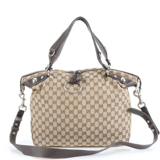 Gucci GG Canvas Leather 2WAY Shoulder Bag Crossbody Hand Tote 232949 A4 Women