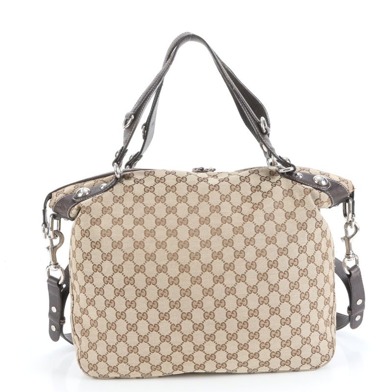 Gucci GG Canvas Leather 2WAY Shoulder Bag Crossbody Hand Tote 232949 A4 Women