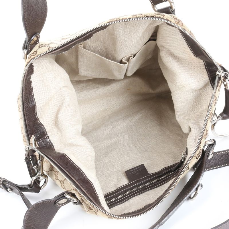 Gucci GG Canvas Leather 2WAY Shoulder Bag Crossbody Hand Tote 232949 A4 Women