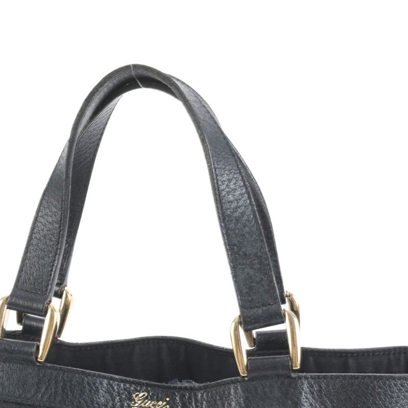 Gucci GG Canvas Abby 130739 Leather Tote Bag Shoulder Black Genuine Leather