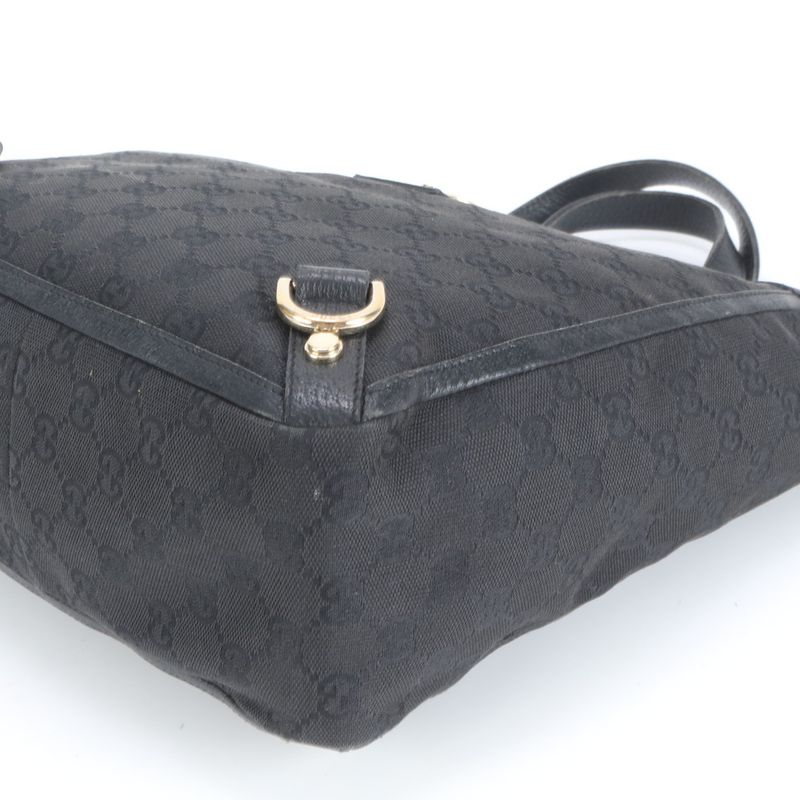 Gucci GG Canvas Abby 130739 Leather Tote Bag Shoulder Black Genuine Leather