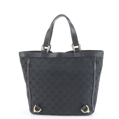Gucci GG Canvas Abby 130739 Leather Tote Bag Shoulder Black Genuine Leather