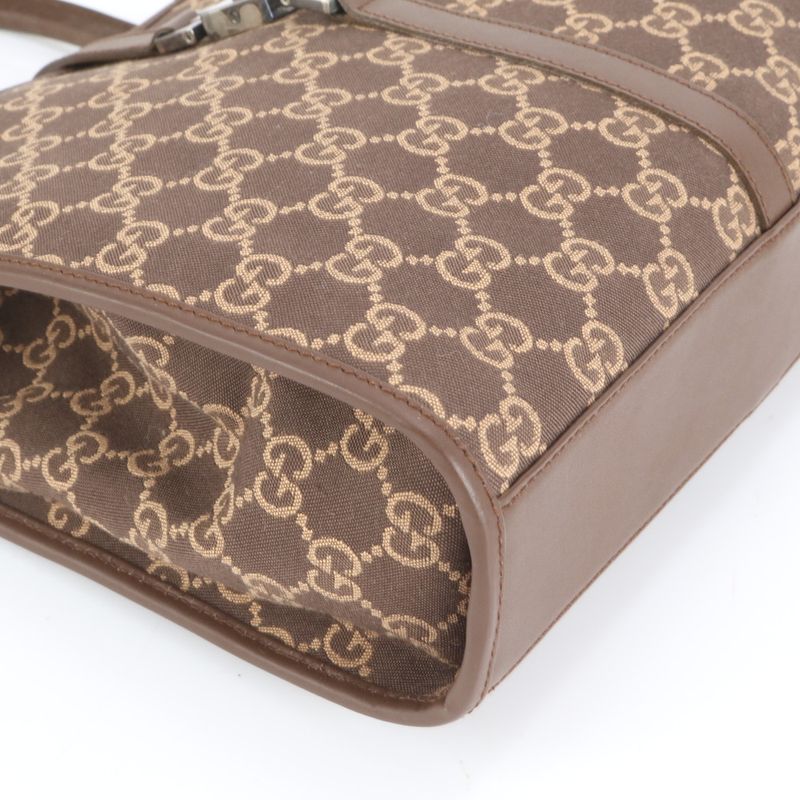 Gucci With Control Card GG Canvas Jackie Leather Tote Bag 002-1065 Hand Women's