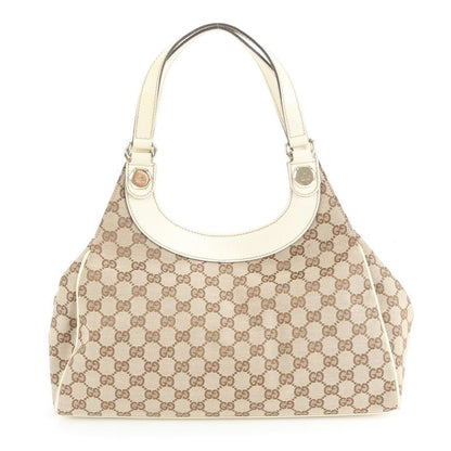 Gucci GG Canvas Leather Tote Bag Shoulder Hand 154982 Gold Hardware Women's ECE