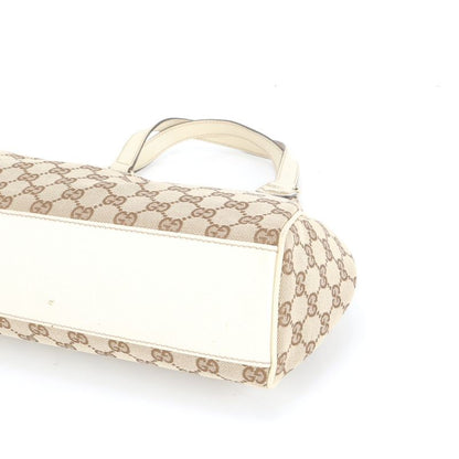 Gucci GG Canvas Leather Tote Bag Shoulder Hand 154982 Gold Hardware Women's ECE