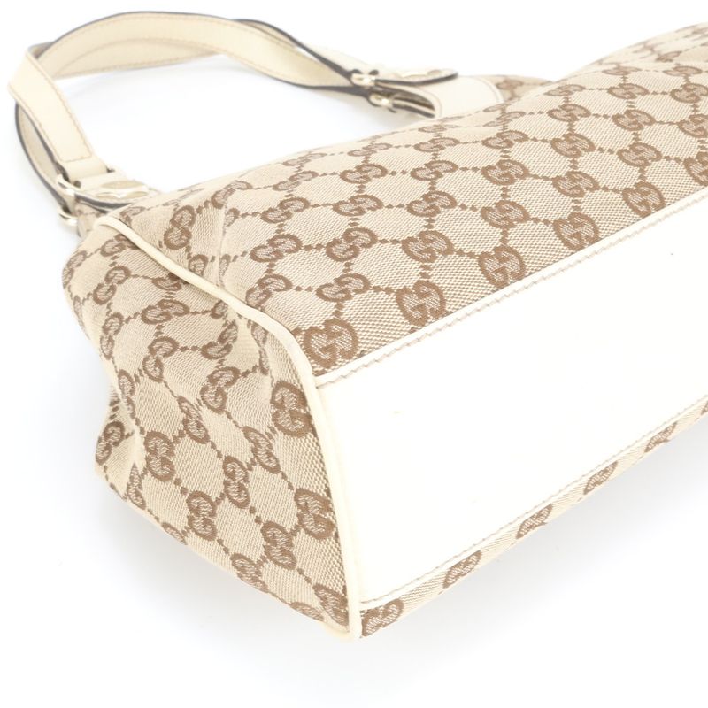 Gucci GG Canvas Leather Tote Bag Shoulder Hand 154982 Gold Hardware Women's ECE