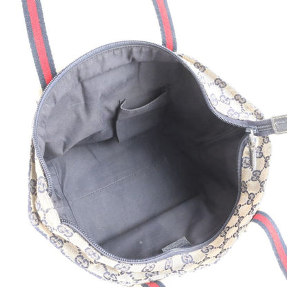 Gucci GG Canvas Leather Tote Bag Hand 131228 Navy Blue Women's EUE Db38-6