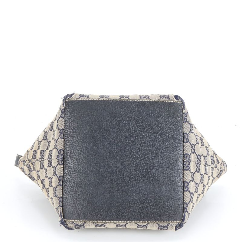 Gucci GG Canvas Leather Tote Bag Hand 131228 Navy Blue Women's EUE Db38-6