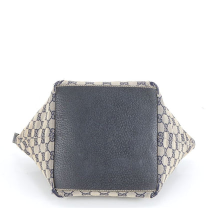 Gucci GG Canvas Leather Tote Bag Hand 131228 Navy Blue Women's EUE Db38-6