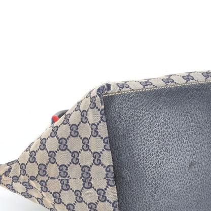 Gucci GG Canvas Leather Tote Bag Hand 131228 Navy Blue Women's EUE Db38-6