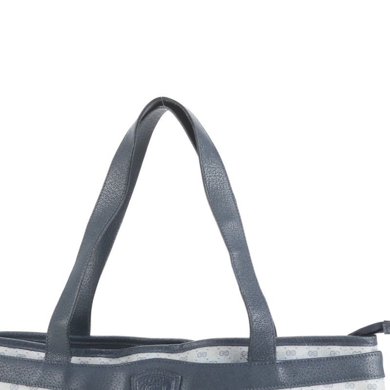 Vintage Old Gucci Micro GG Leather Tote Bag Shoulder Hand Navy A4 Women's ECE
