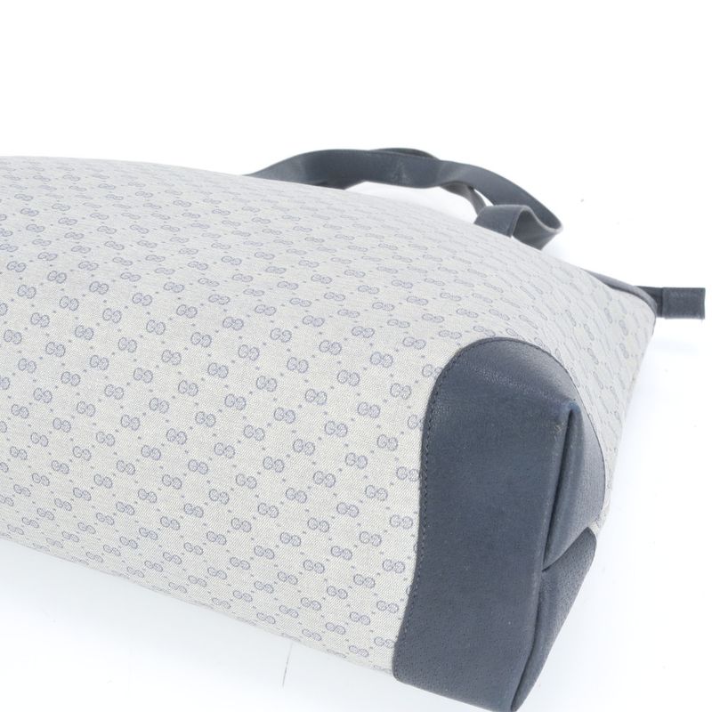 Vintage Old Gucci Micro GG Leather Tote Bag Shoulder Hand Navy A4 Women's ECE