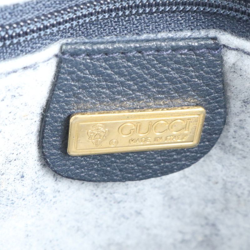 Vintage Old Gucci Micro GG Leather Tote Bag Shoulder Hand Navy A4 Women's ECE