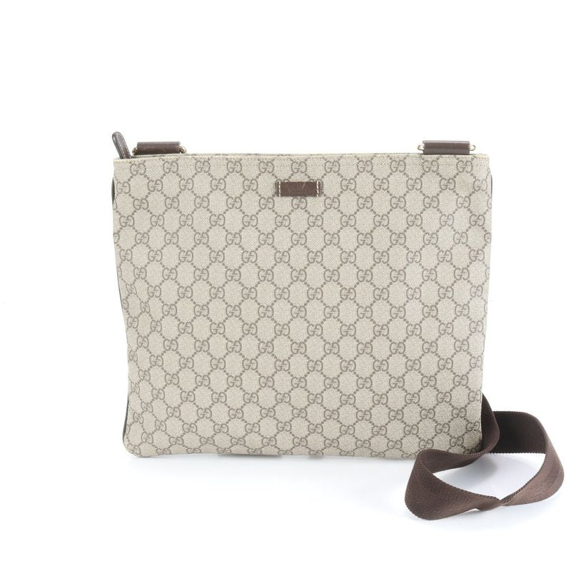 Gucci GG Supreme Leather Shoulder Bag Crossbody Messenger 201446 A4 Brown