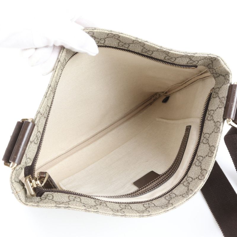 Gucci GG Supreme Leather Shoulder Bag Crossbody Messenger 201446 A4 Brown